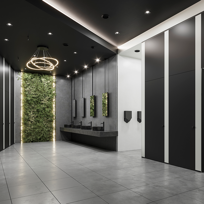 Panneaux stratifiés compacts en bois Formica® utilisés pour les parements muraux de vestiaires